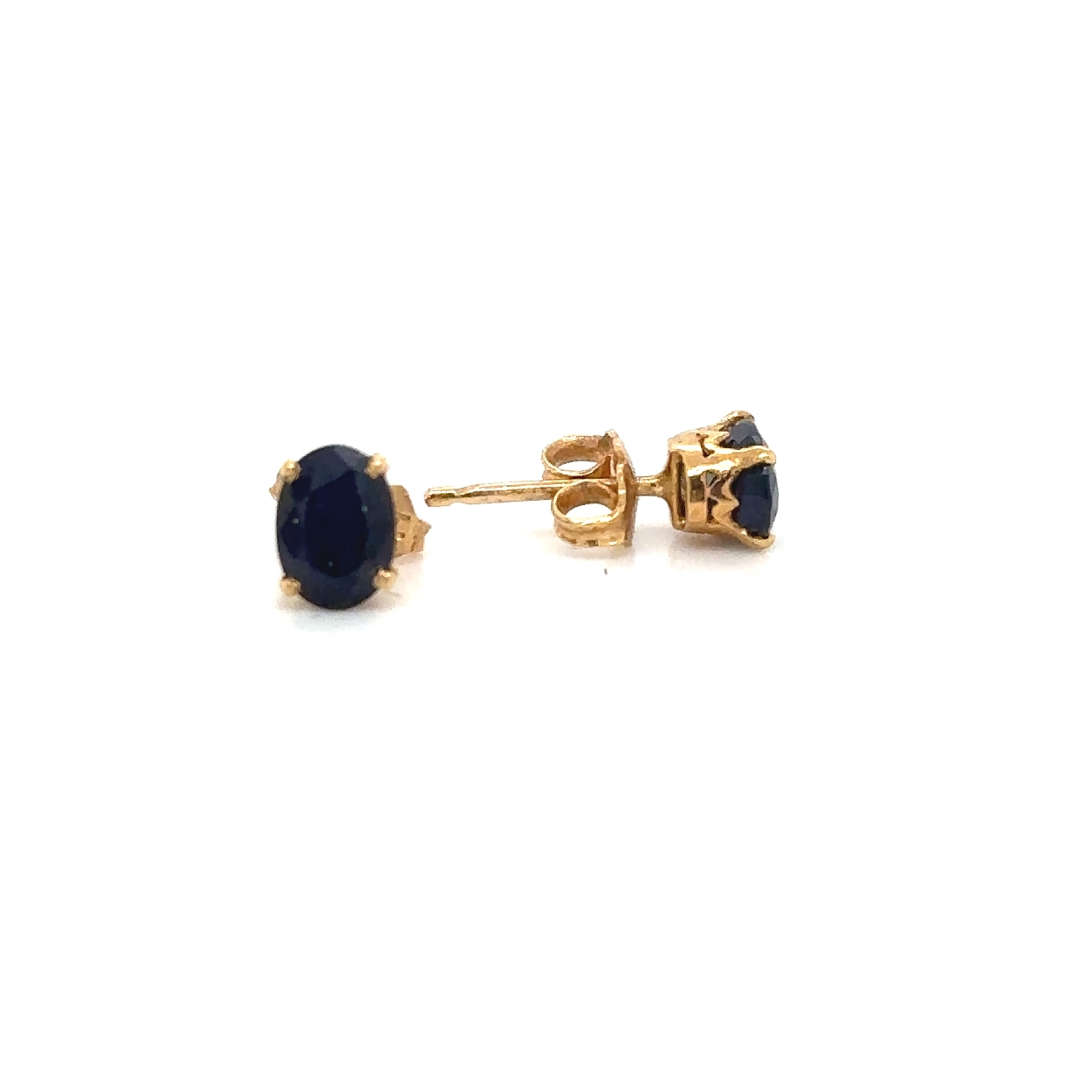 18K Yellow Gold Oval Sapphire Earrings 
