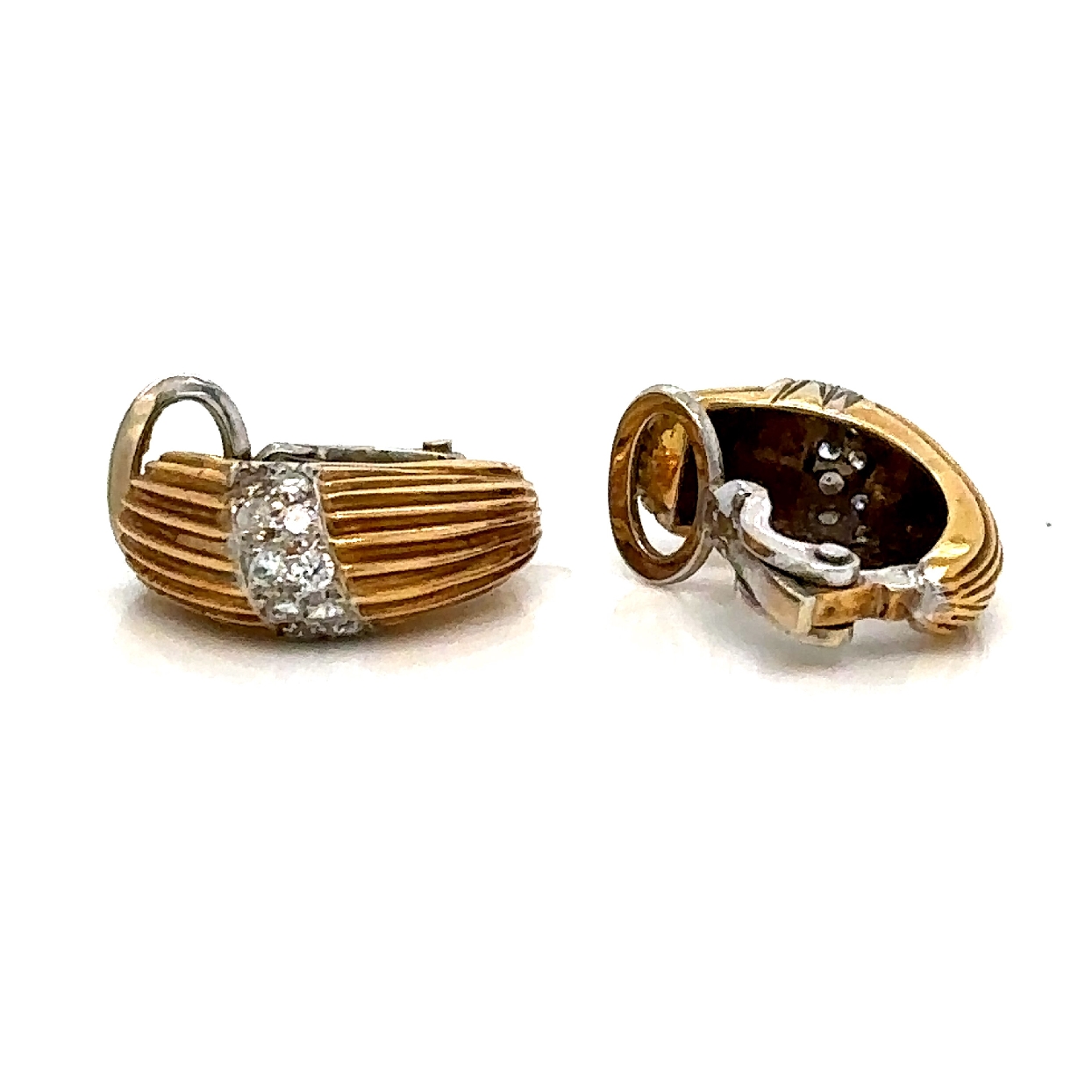 18K Gold & Diamond Clip On Earrings