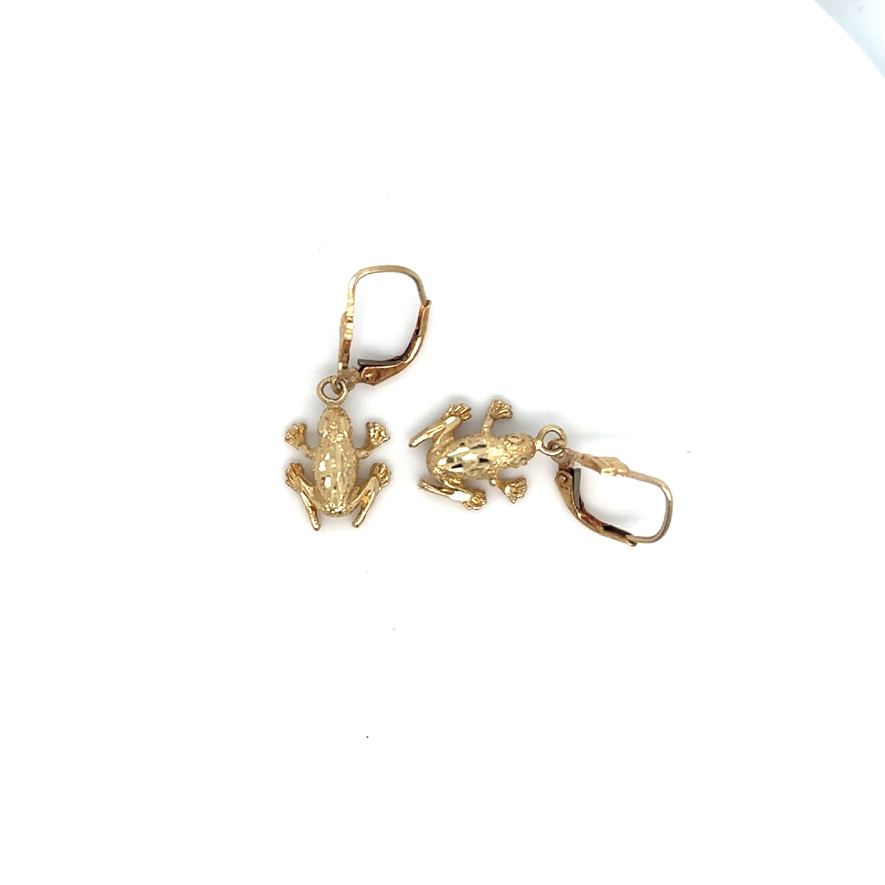 14K Yellow Gold Frog Dangle Earrings