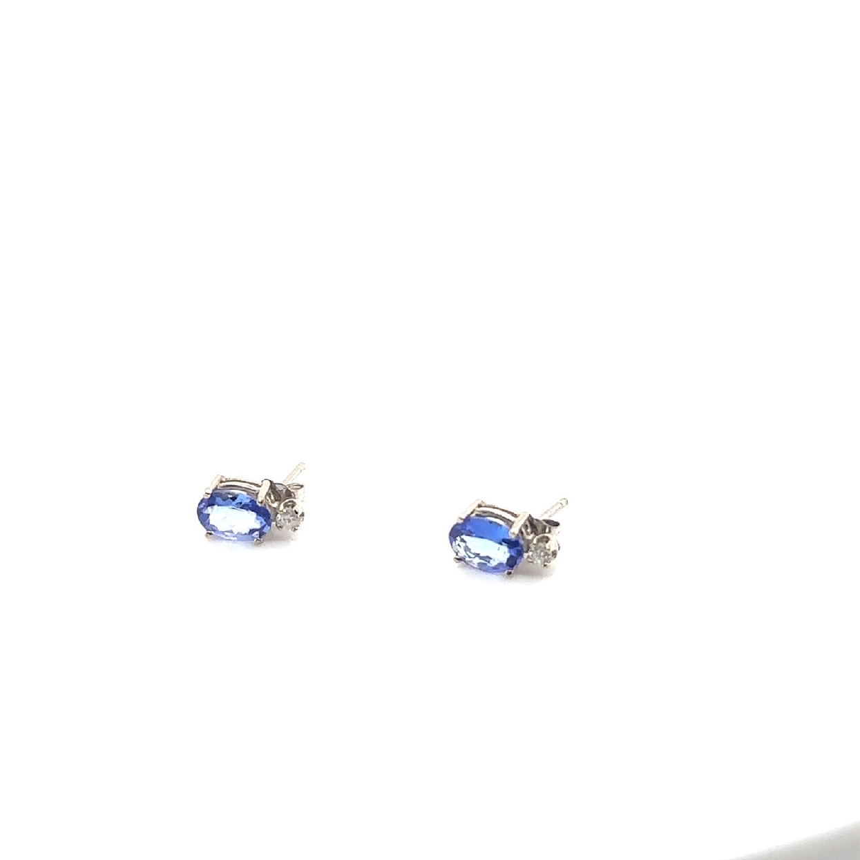 14K White Gold Tanzanite Earrings with Diamond Accents