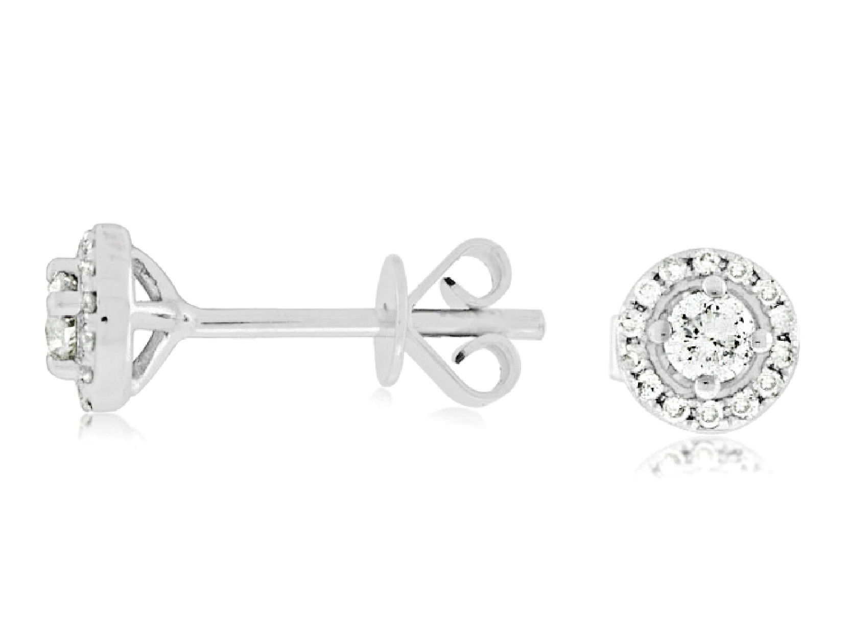 14K White Gold Diamond Earrings with Halo and Friction Backs

0.25cttw Diamonds