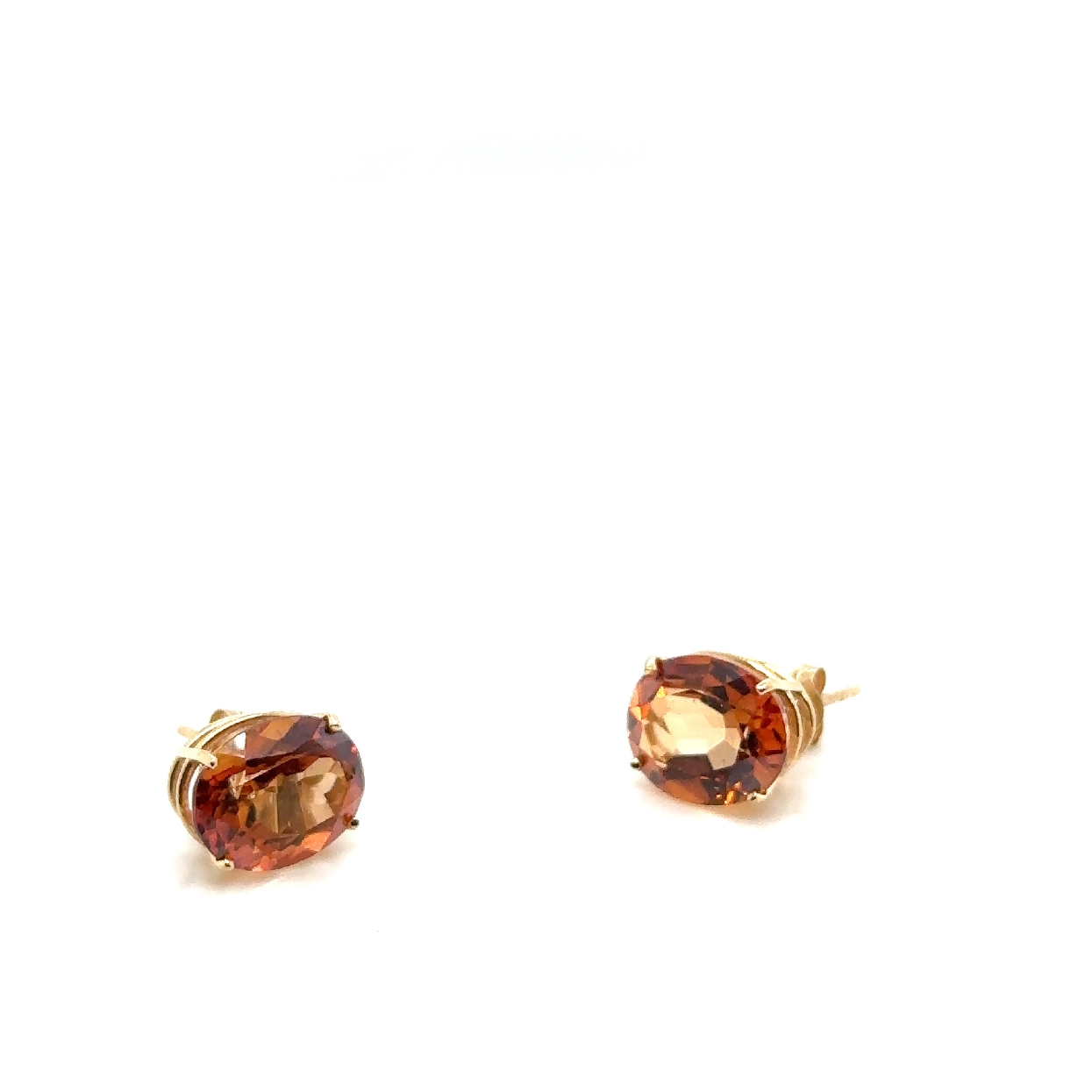 14K Yellow Gold Oval Citrine Studs 