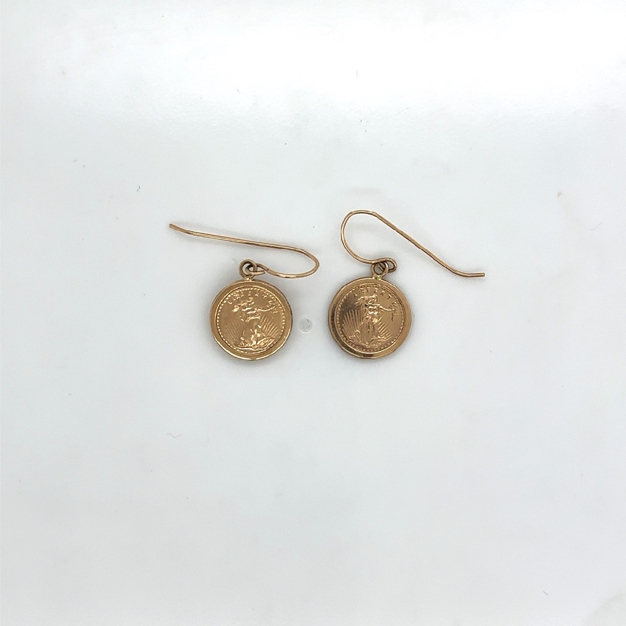 14K Yellow Gold Coin Earrings