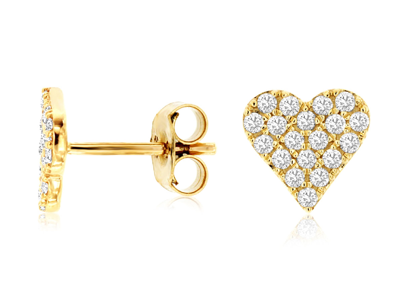 14K Yellow Gold Diamond Pave Heart Stud Earrings with Friction Backs

0.38cttw Diamonds 