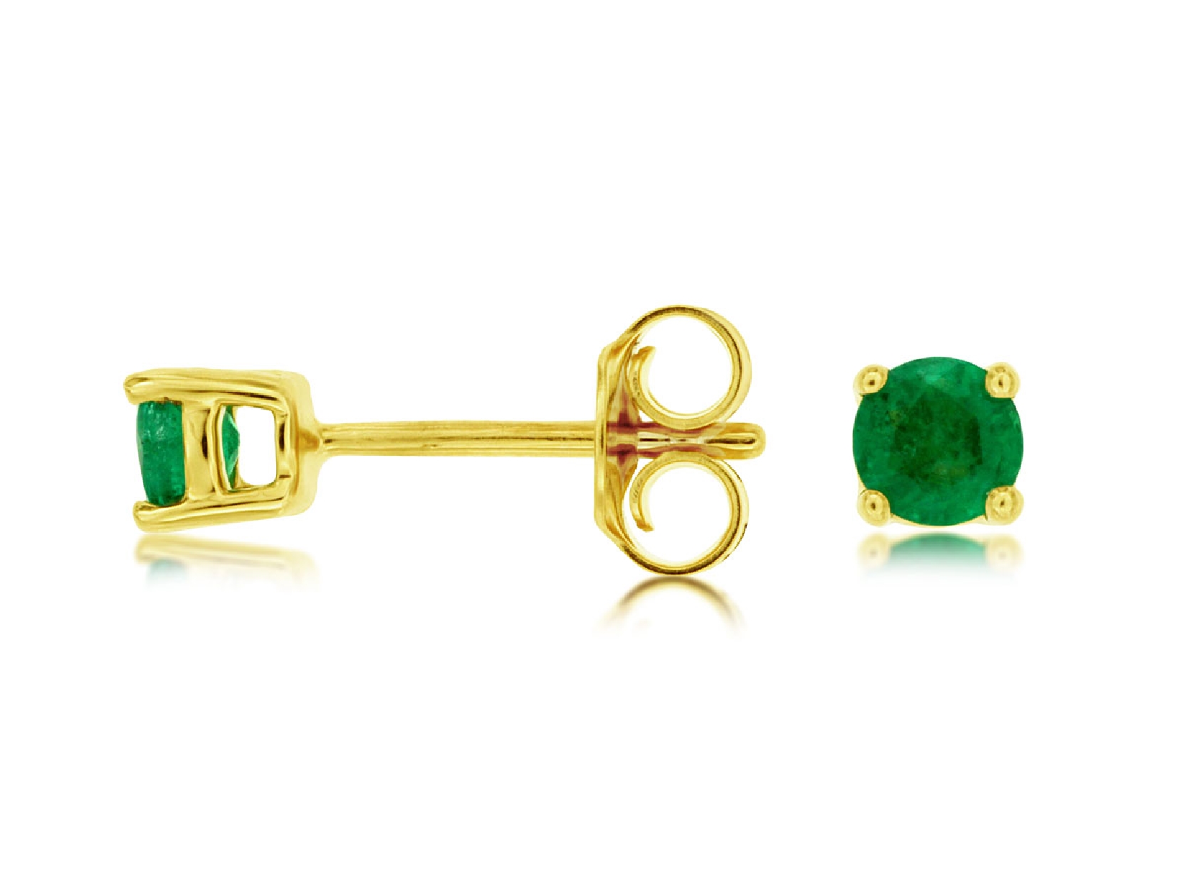 14K Yellow Gold Emerald .56CT Stud Earrings
