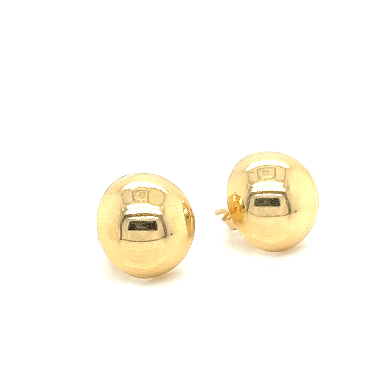 14K Yellow Gold Dome Stud Earrings 