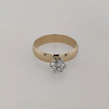 14K Yellow Gold Diamond Solitaire Engagement Ring with 0.50 CT Center H/SI2 Size 5.5