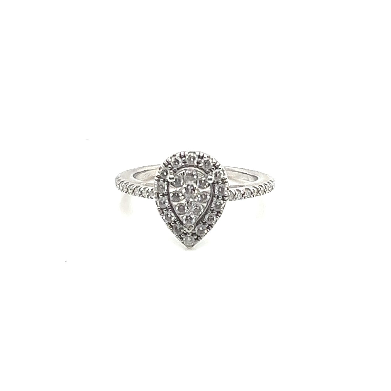 10K White Gold Pear Shaped Diamond Cluster Engagement Ring 

Size 5.5 