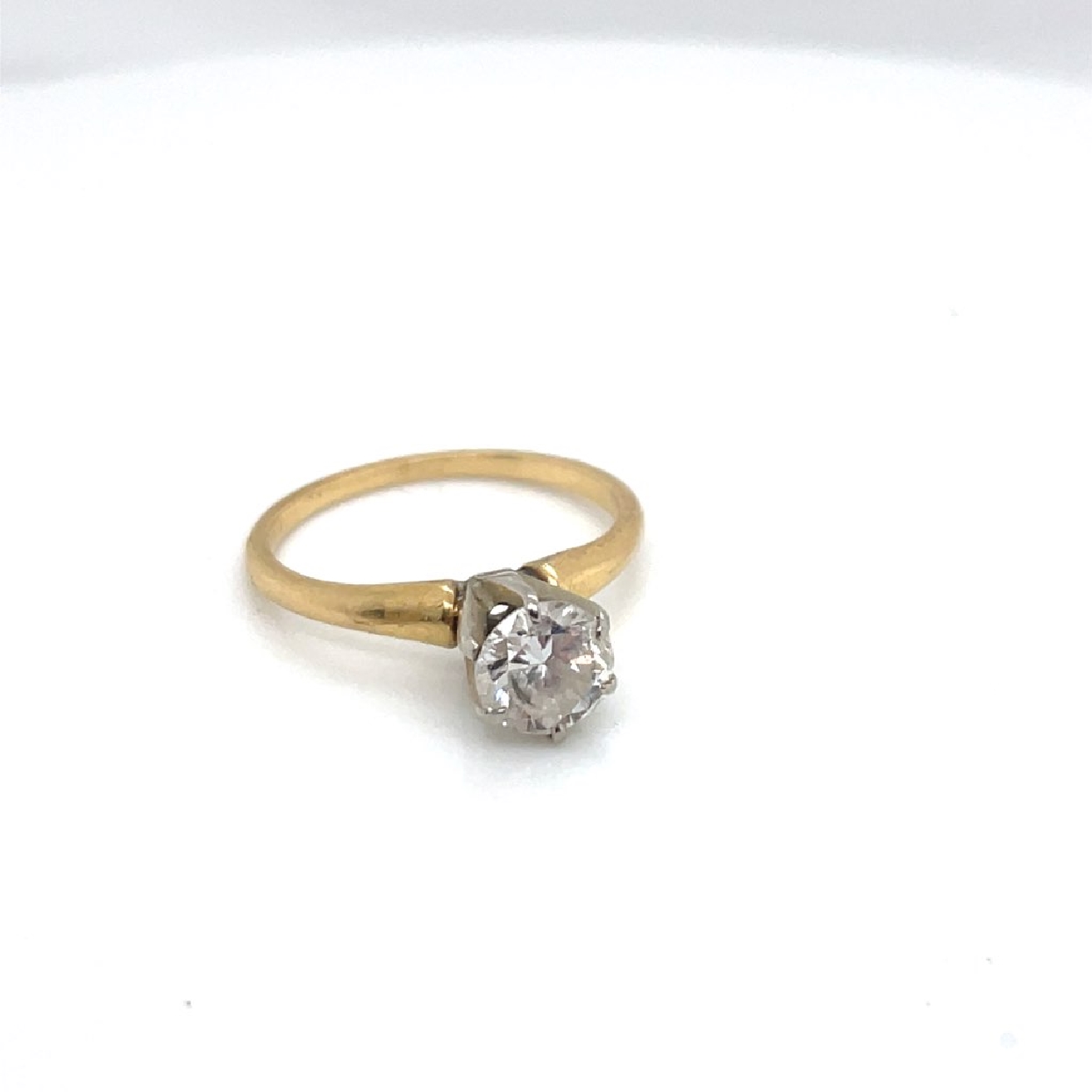 18K Two Tone Solitaire Diamond Ring 
Size: 5.5
.75ct Diamond