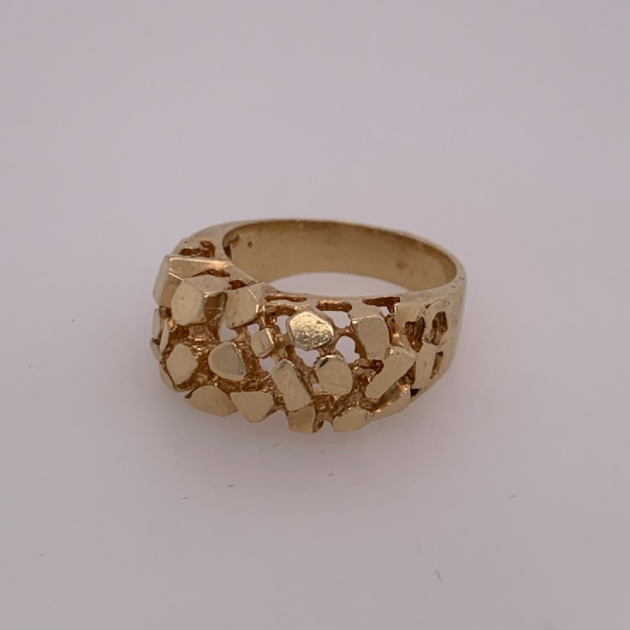 14k Yellow Gold Openwork Nugget Ring Size 8