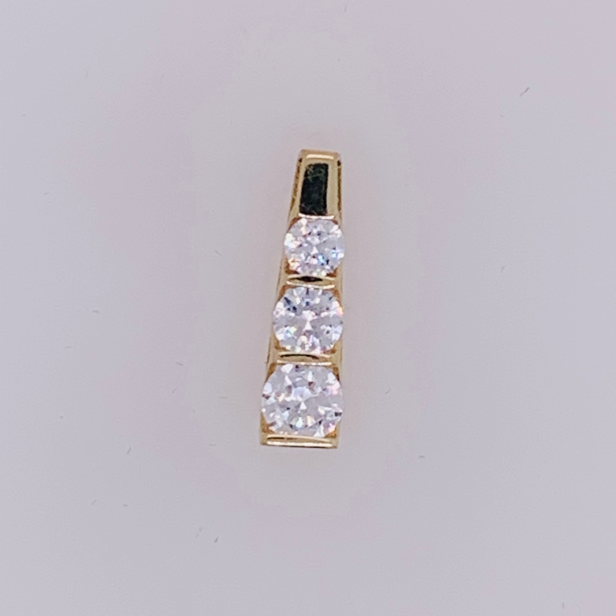 14K Yellow Gold Drop Pendant with CZ Accents