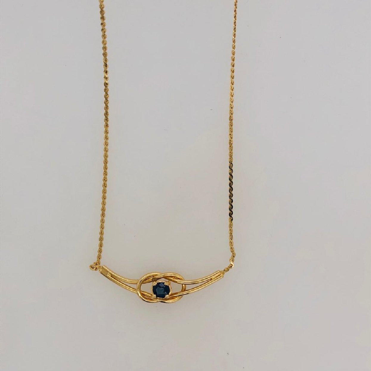 14K Yellow Gold Sapphire Station Necklace 16 Inches