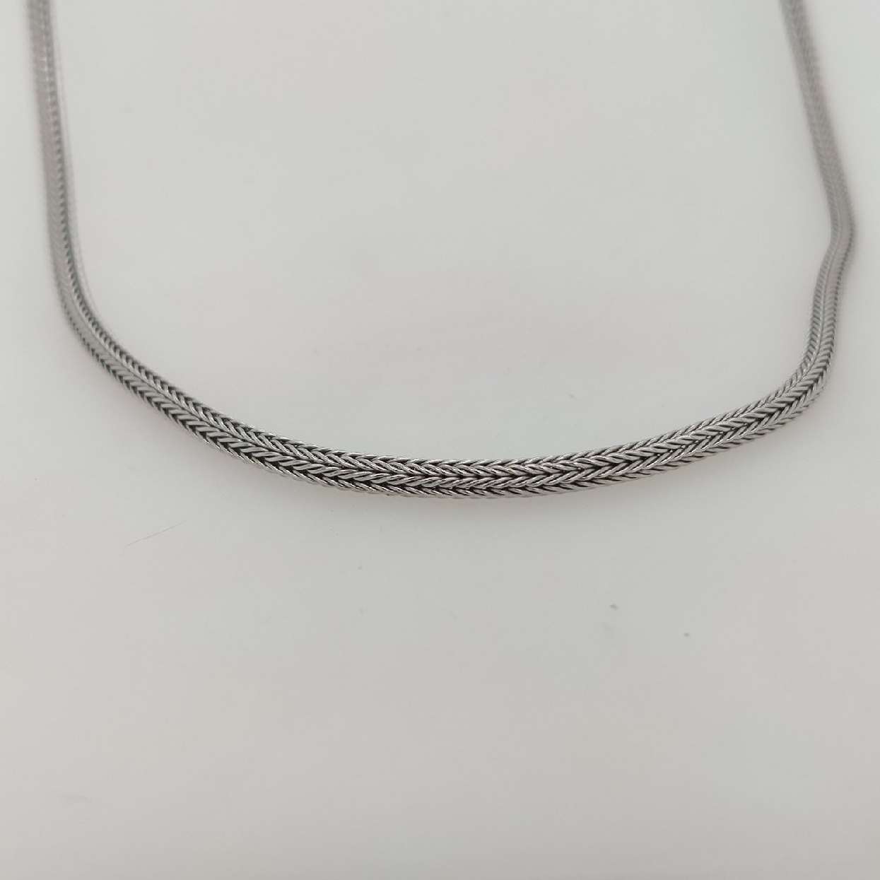14K White Gold 3mm Foxtail Chain; 18 inches