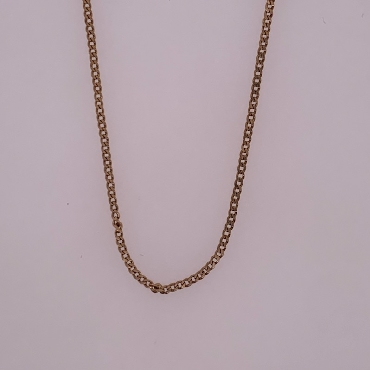 14k Yellow Gold 15.5Inch Diamond Cut Curb Chain