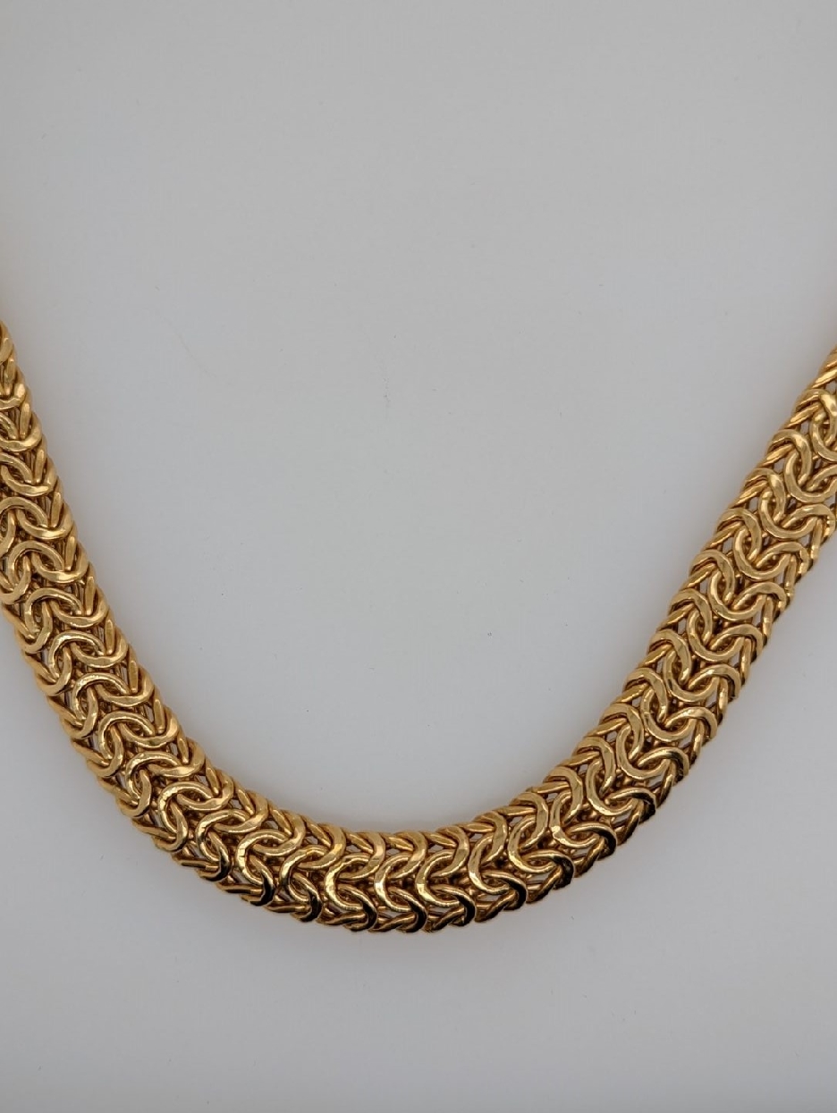 18K Yellow Gold Double Byzantine Chain; 17.5 inches