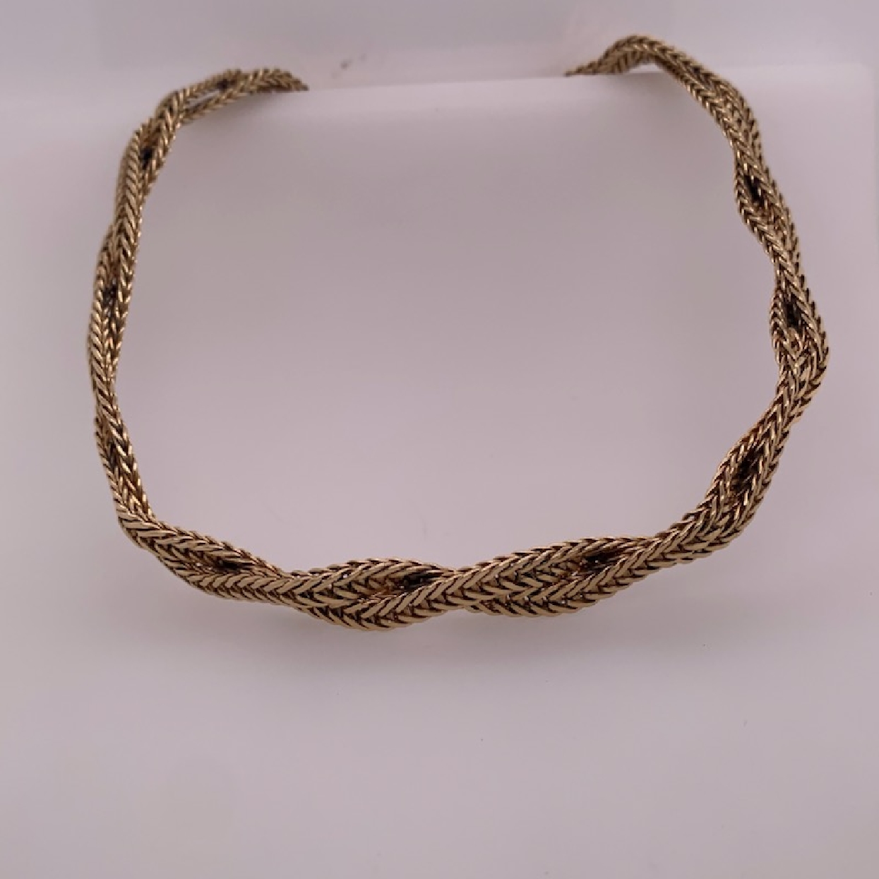 14k Yellow Gold Douple Palm Link Woven Chain 16.5 Inches