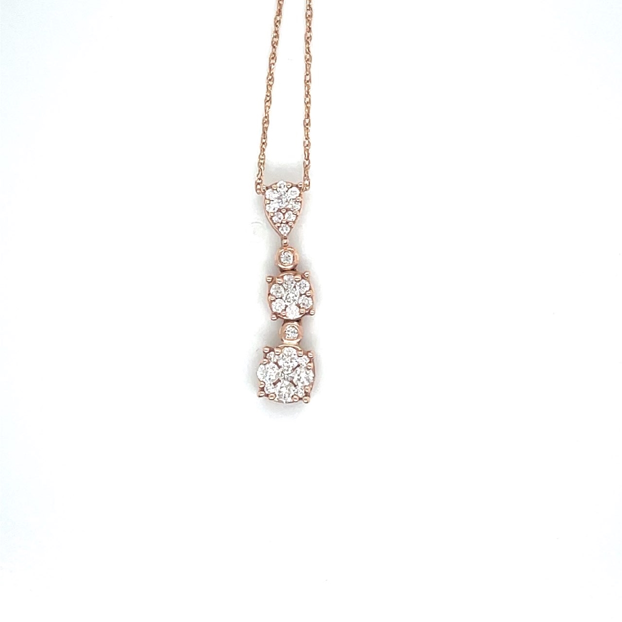 10K Rose Gold Necklace with Diamond Drop Pendant 18  