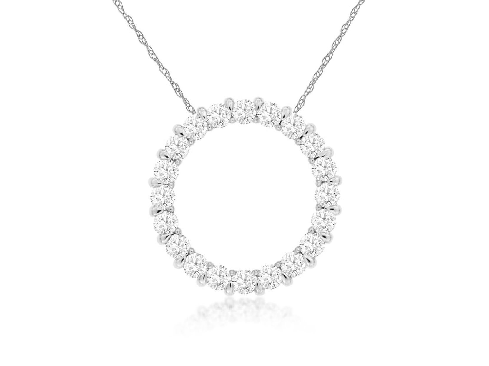 14K White Gold Circle Diamond Necklace

.50ct
16 Inches