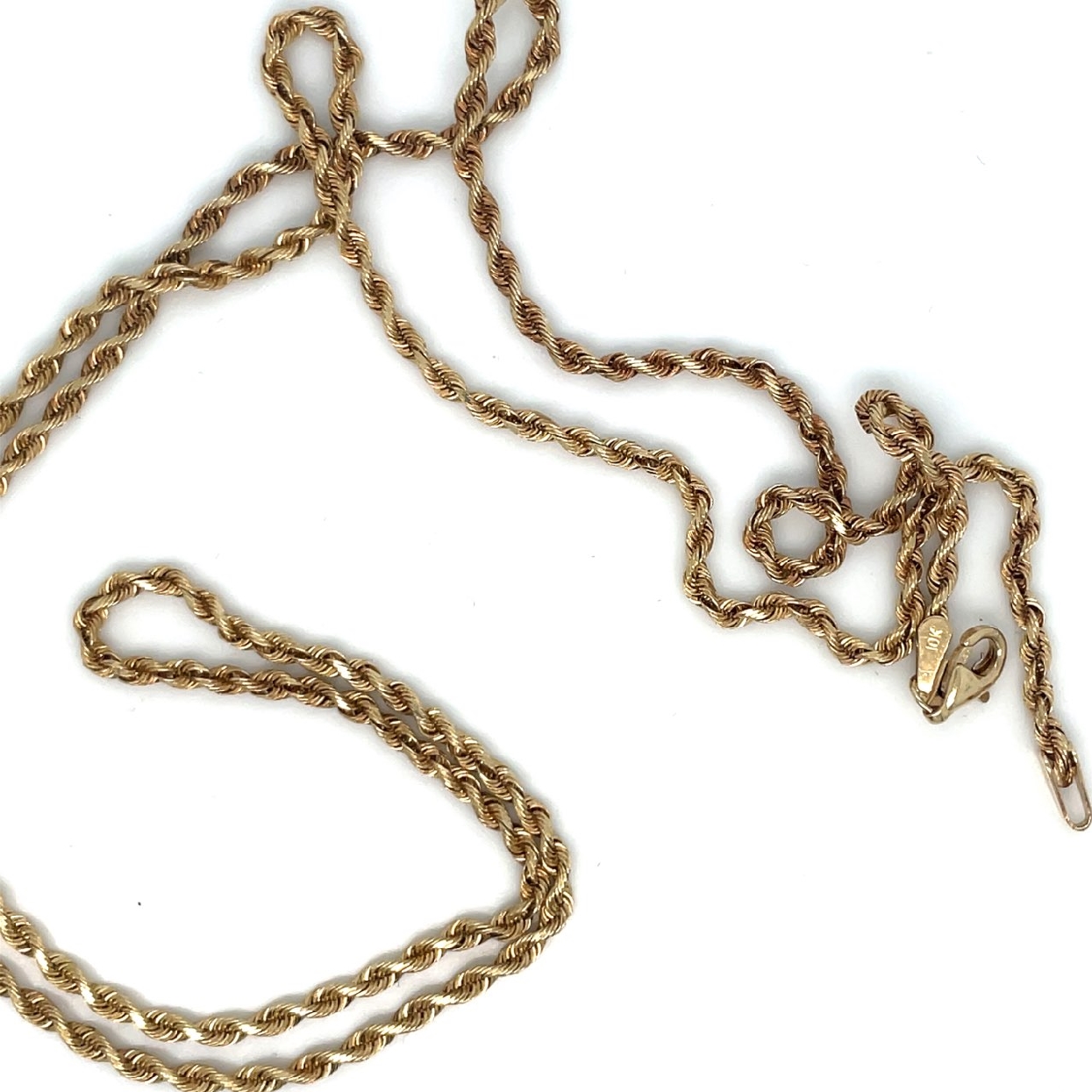 10K Yellow Gold Twisted Rope Chain 24 Inches 