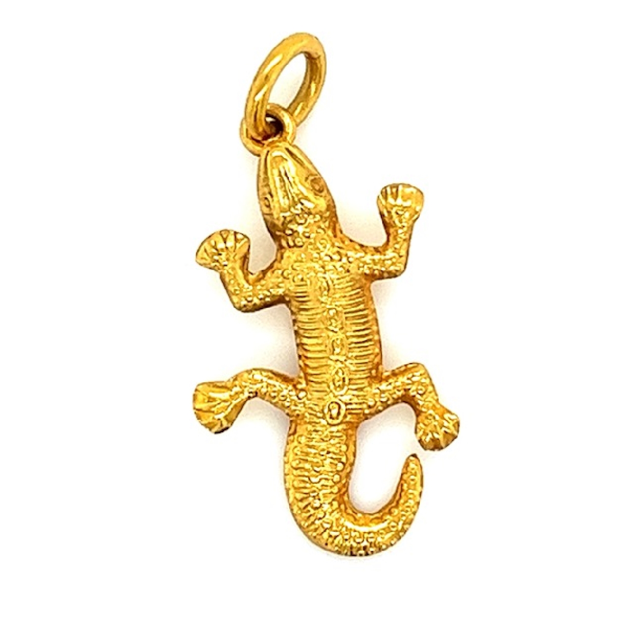 18K Yellow Gold Lizard Pendant or Charm