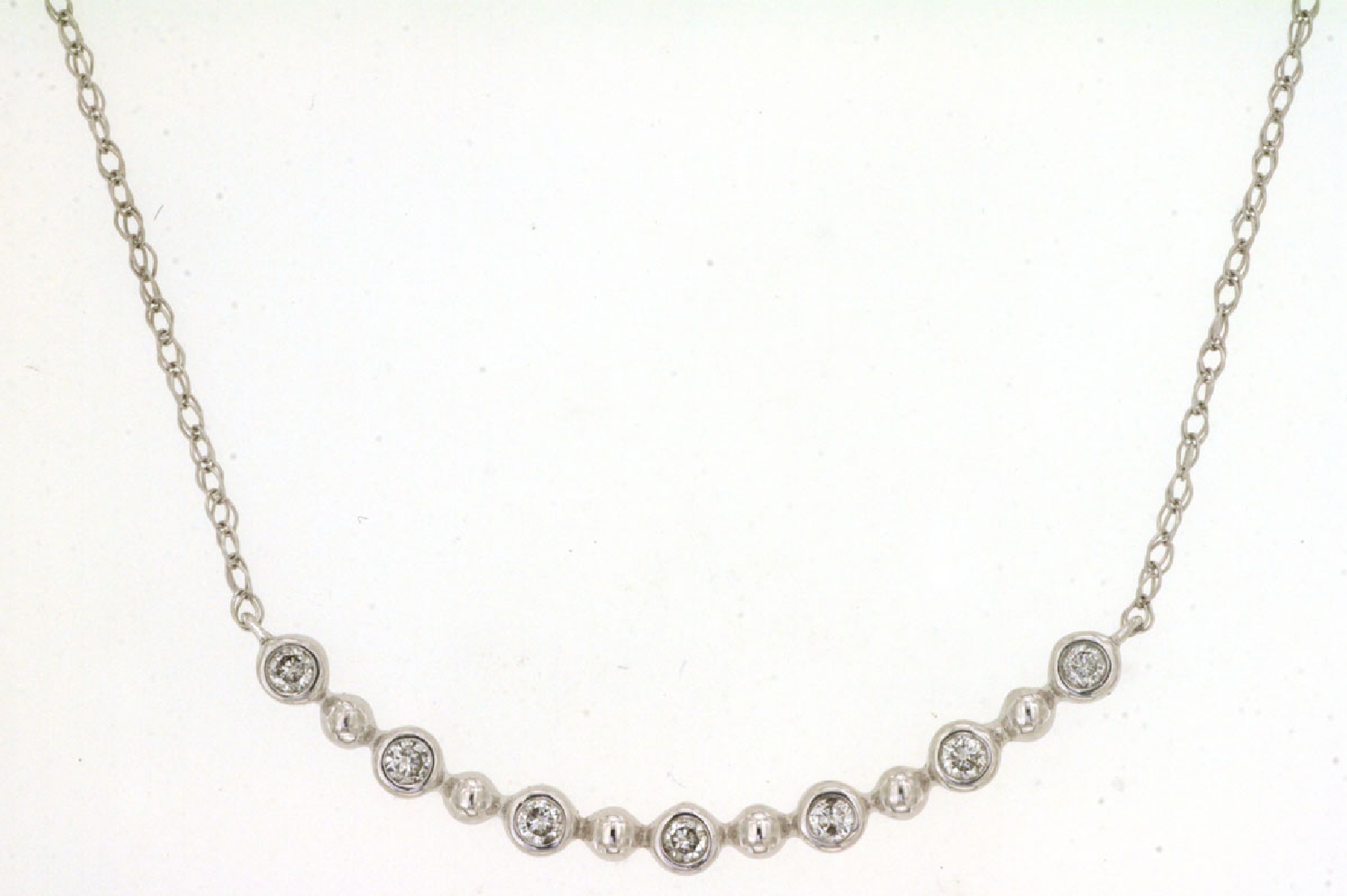 14K White Gold Smile Diamond Necklace 17 Inches .50CT