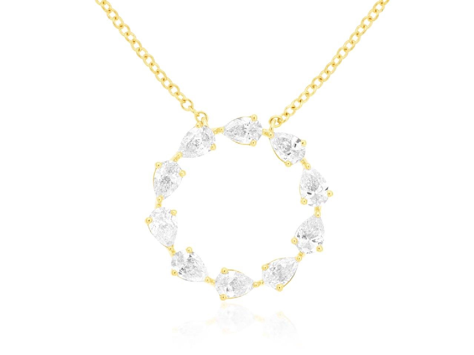 14K Yellow Gold Diamond Circle Necklace .92CT 19 Inches 