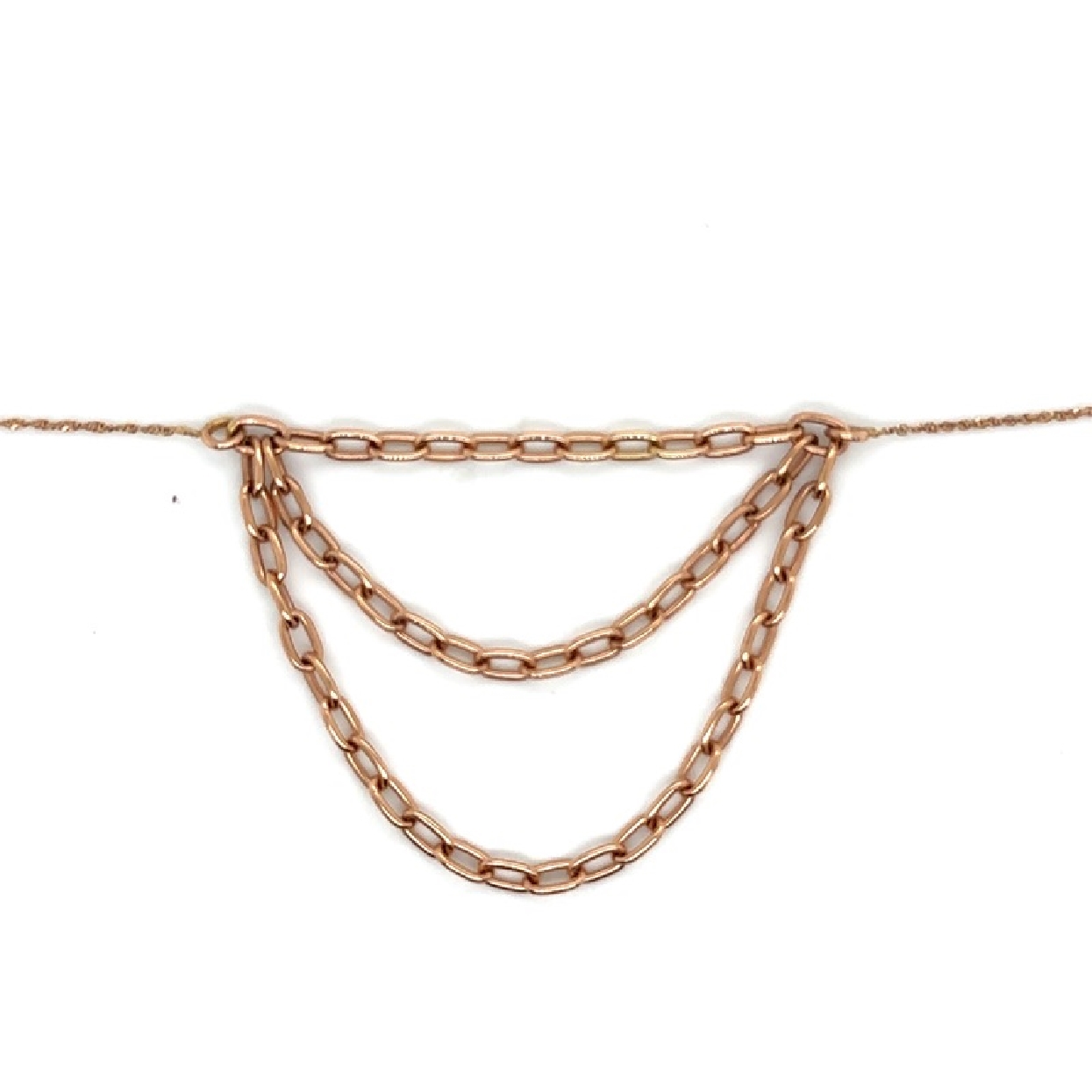 14K Rose Gold Tri-Layer Chain Necklace