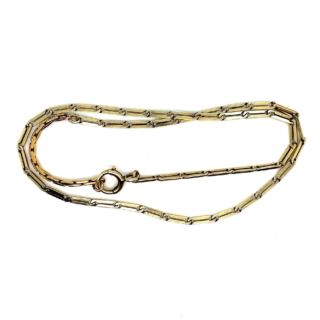 14K Yellow Gold Flat Link Watch Chain 
15 Inches Long 