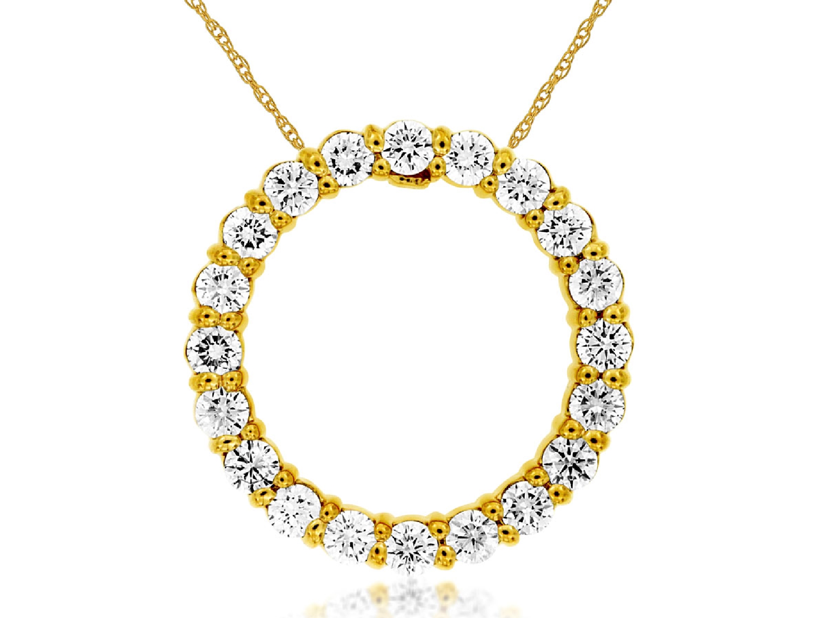14K Yellow Gold Necklace with Circular Diamond Pendant
1.00ct
18 Inches