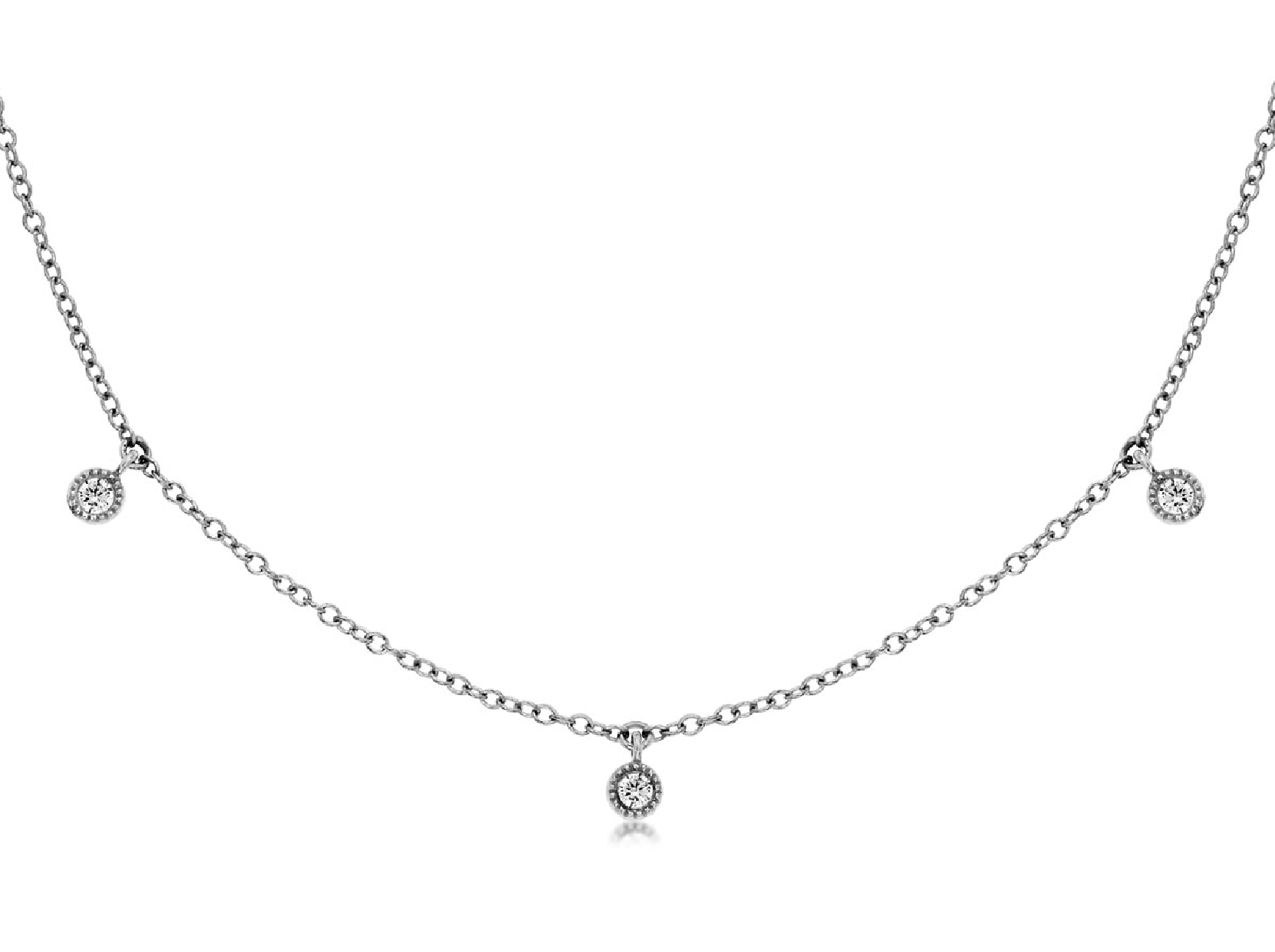 14K White Gold Diamond Station Necklace
0.14ct
18 Inches
