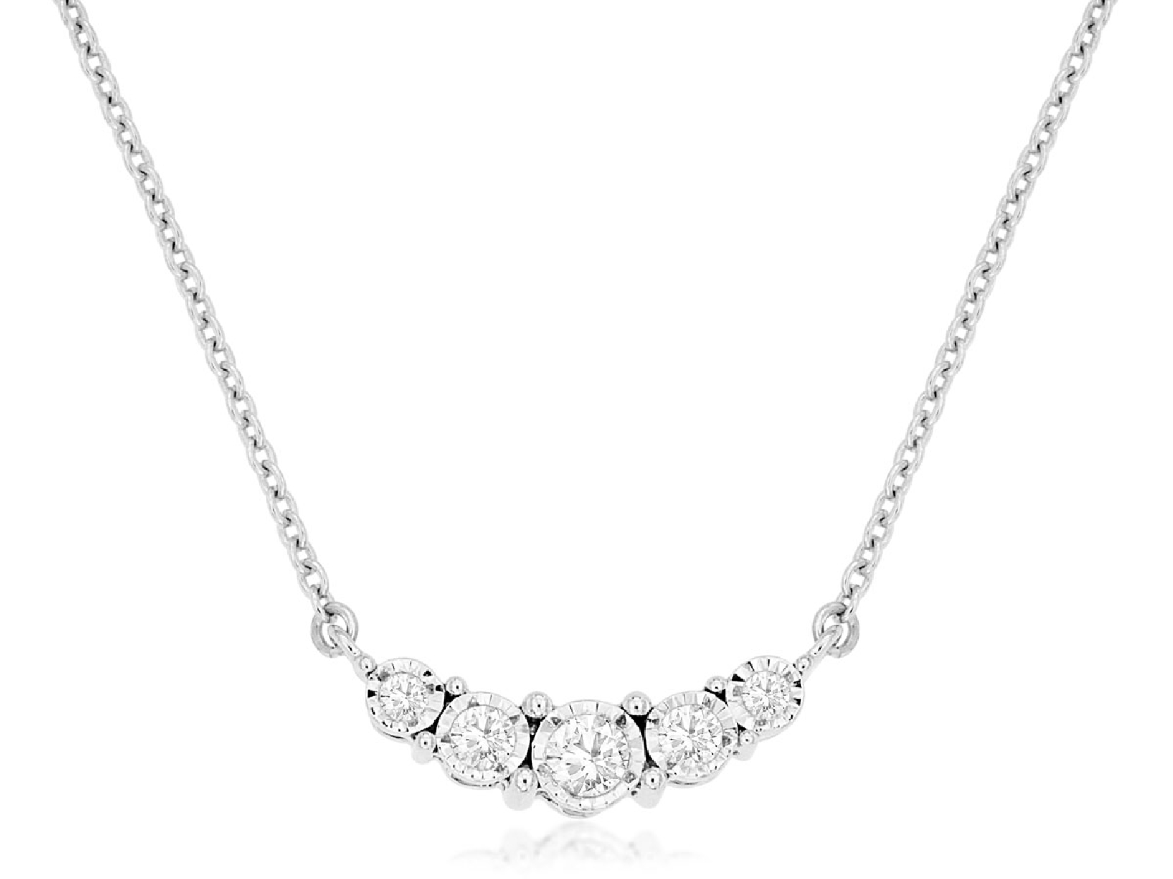 14K White Gold Diamond Smile Necklace 
0.20ct
18 Inches