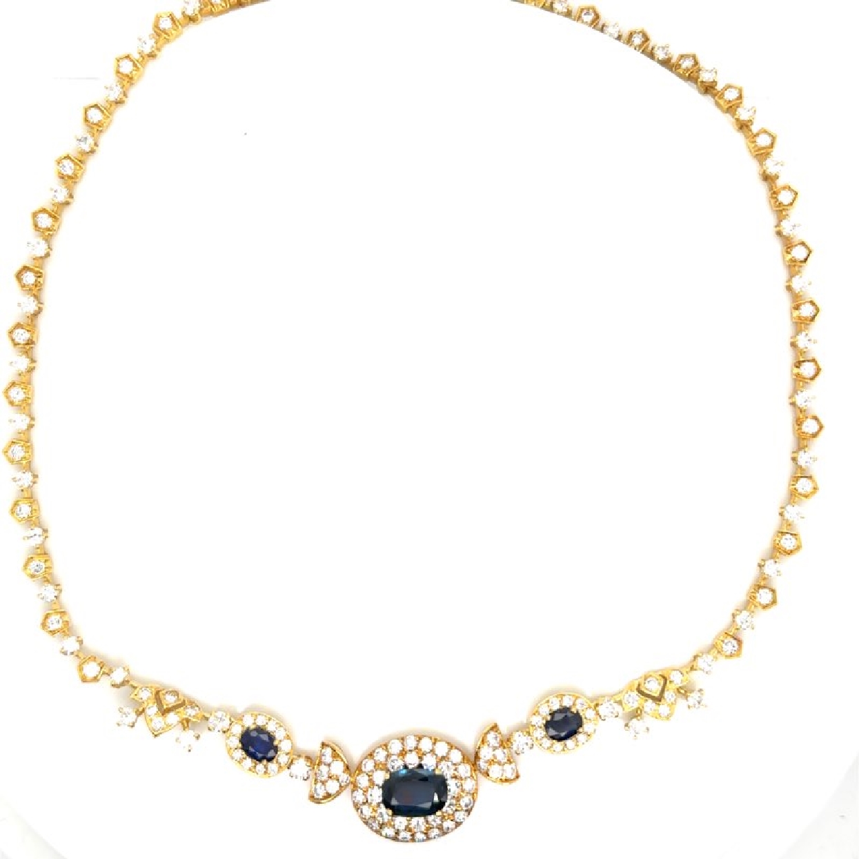 18K Yellow Gold Sapphire and Diamond Necklace 15 Inches 
2.90CT Sapphire
6.75CT VS Diamonds

*With Appraisal 