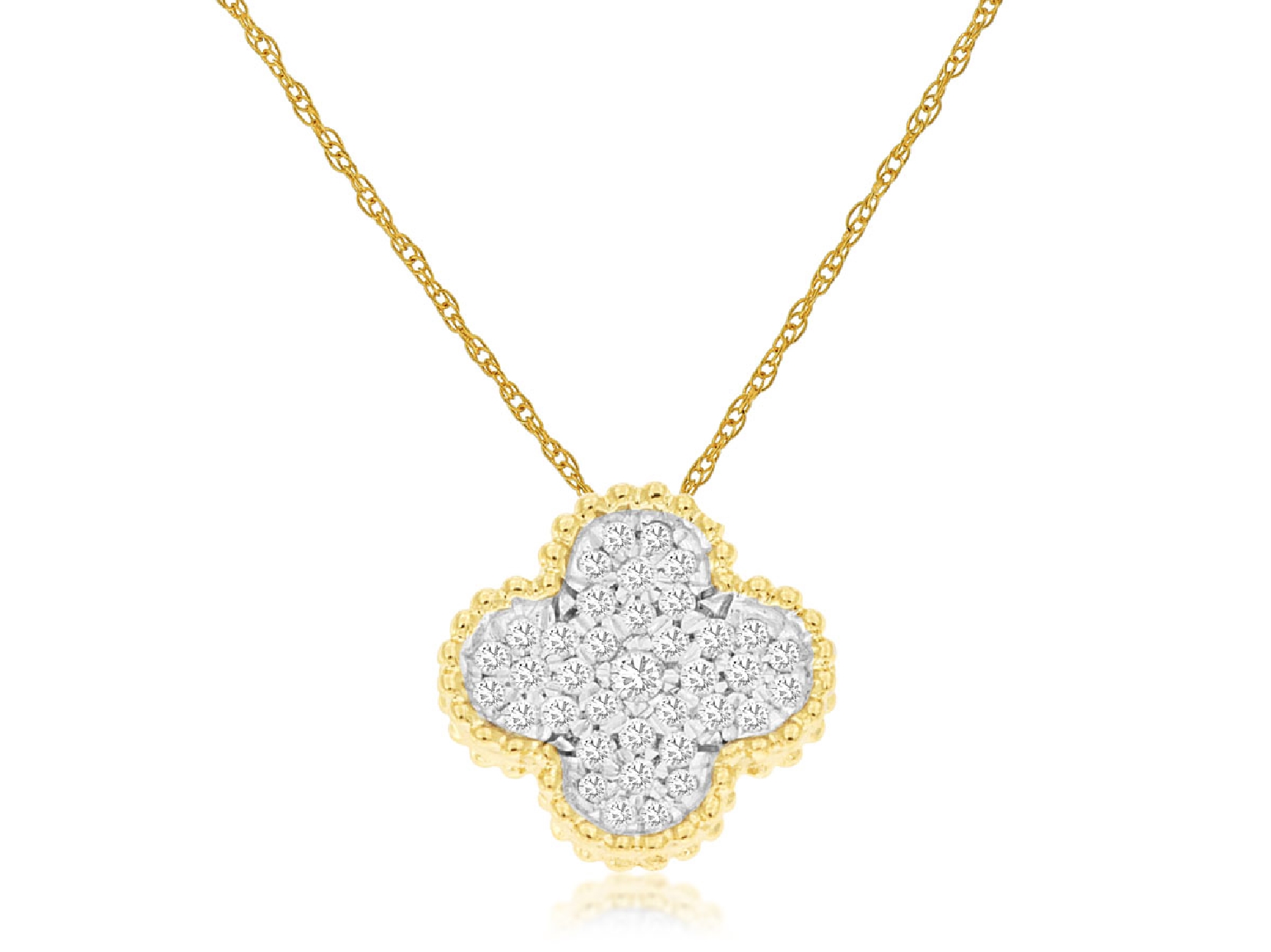 14K Yellow Gold Floral Necklace 
0.18ct

18 Inches 