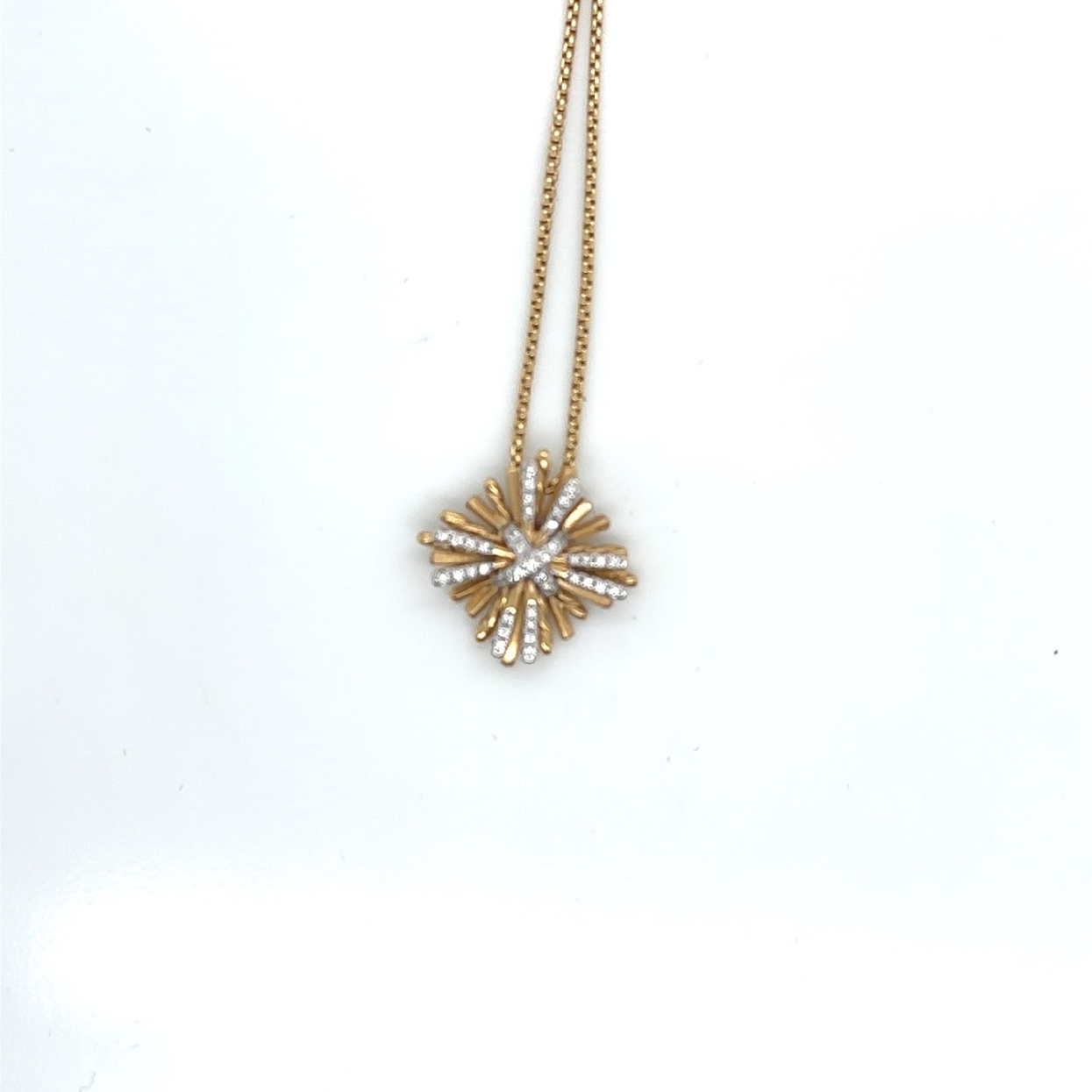 18K Yellow and White Gold David Yurman Starburst Necklace with Diamond Accents 18   Adjustable 