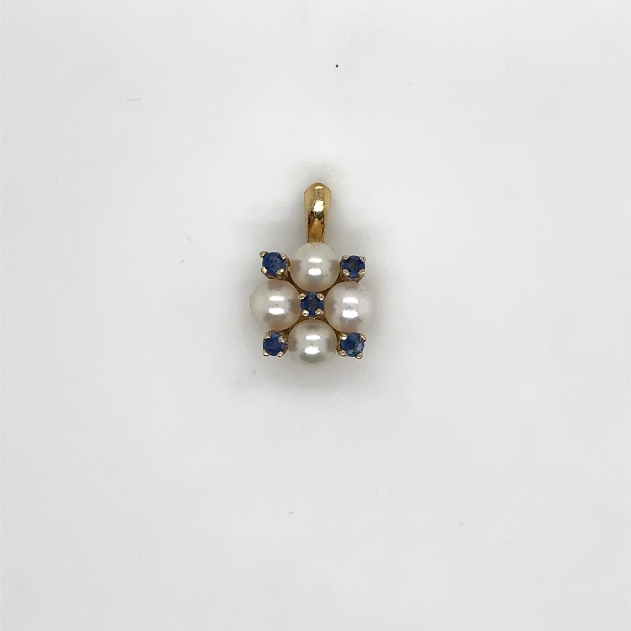 14K Yellow Gold Sapphire and Pearl Pendant 