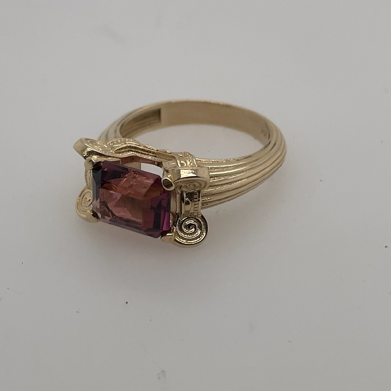 14K Yellow Gold Ring with Pink Tourmaline 
2ct 
Size 6.75