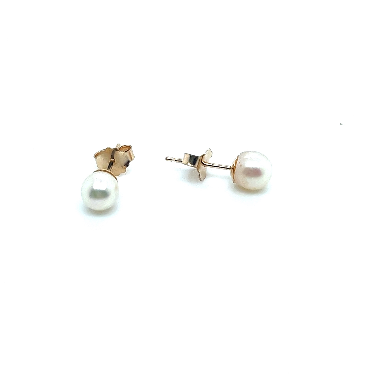 5mm Salt Water Pearl Stud Earrings on 14K Yellow Gold Posts with Friction Backs