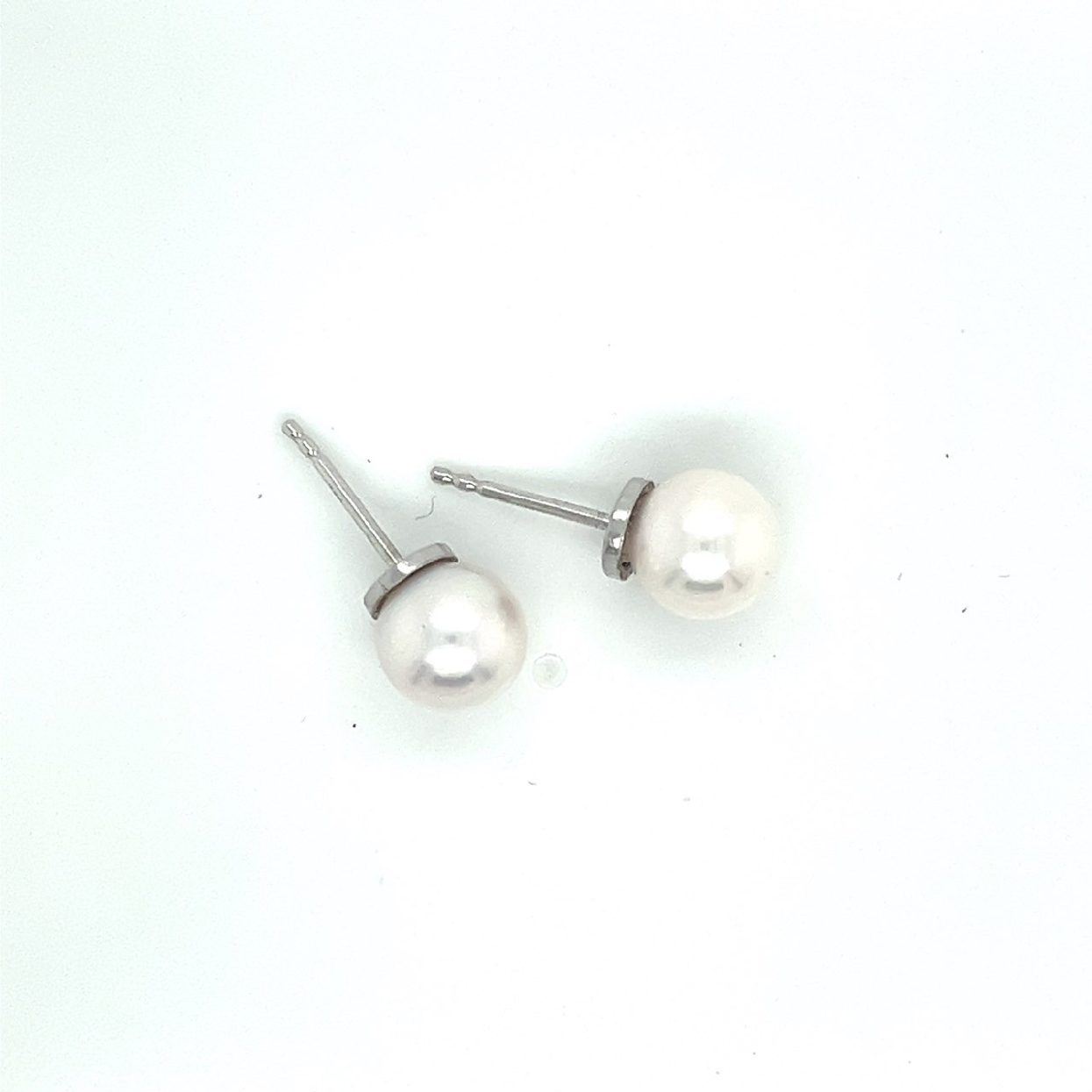 8 MM White Akoya Stud Pearl Earring On 14K White Gold Posts