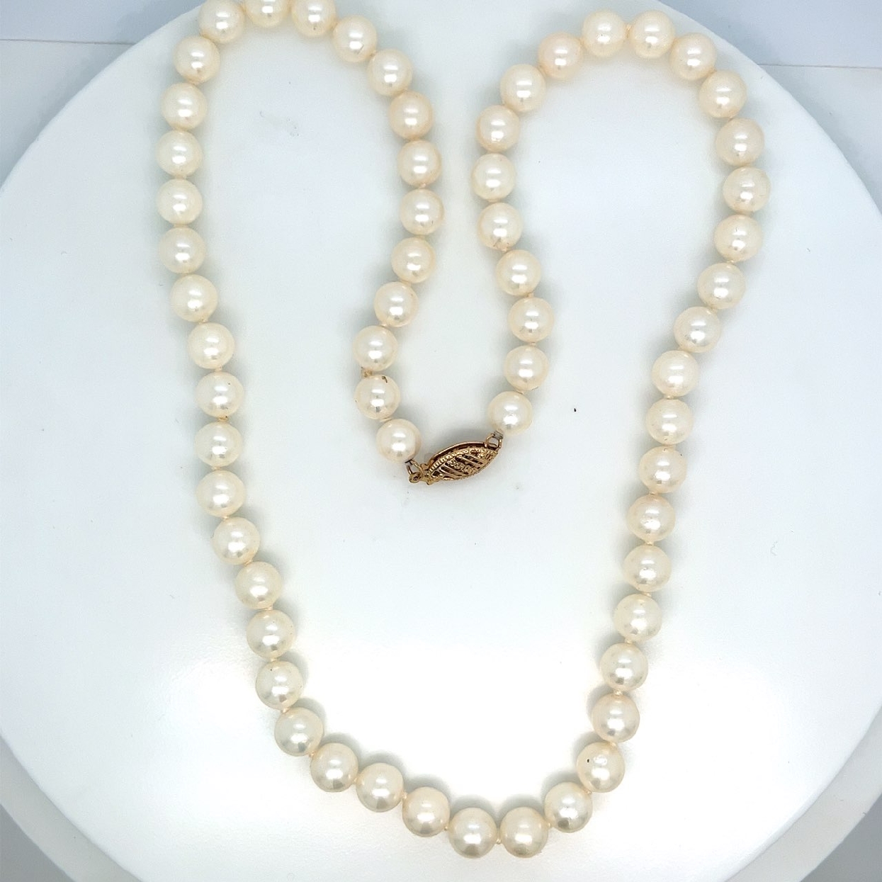 17 Inch Akoya Pearl Necklace with 14K Yellow Gold Clasp 