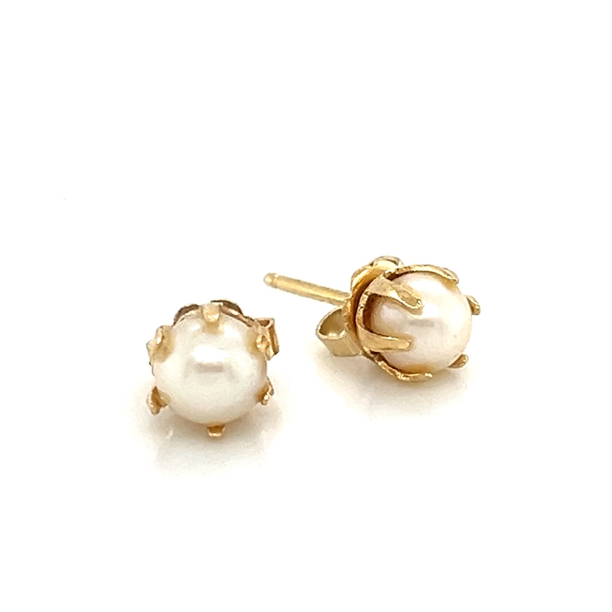 14K Yellow Gold Pearl Studs 