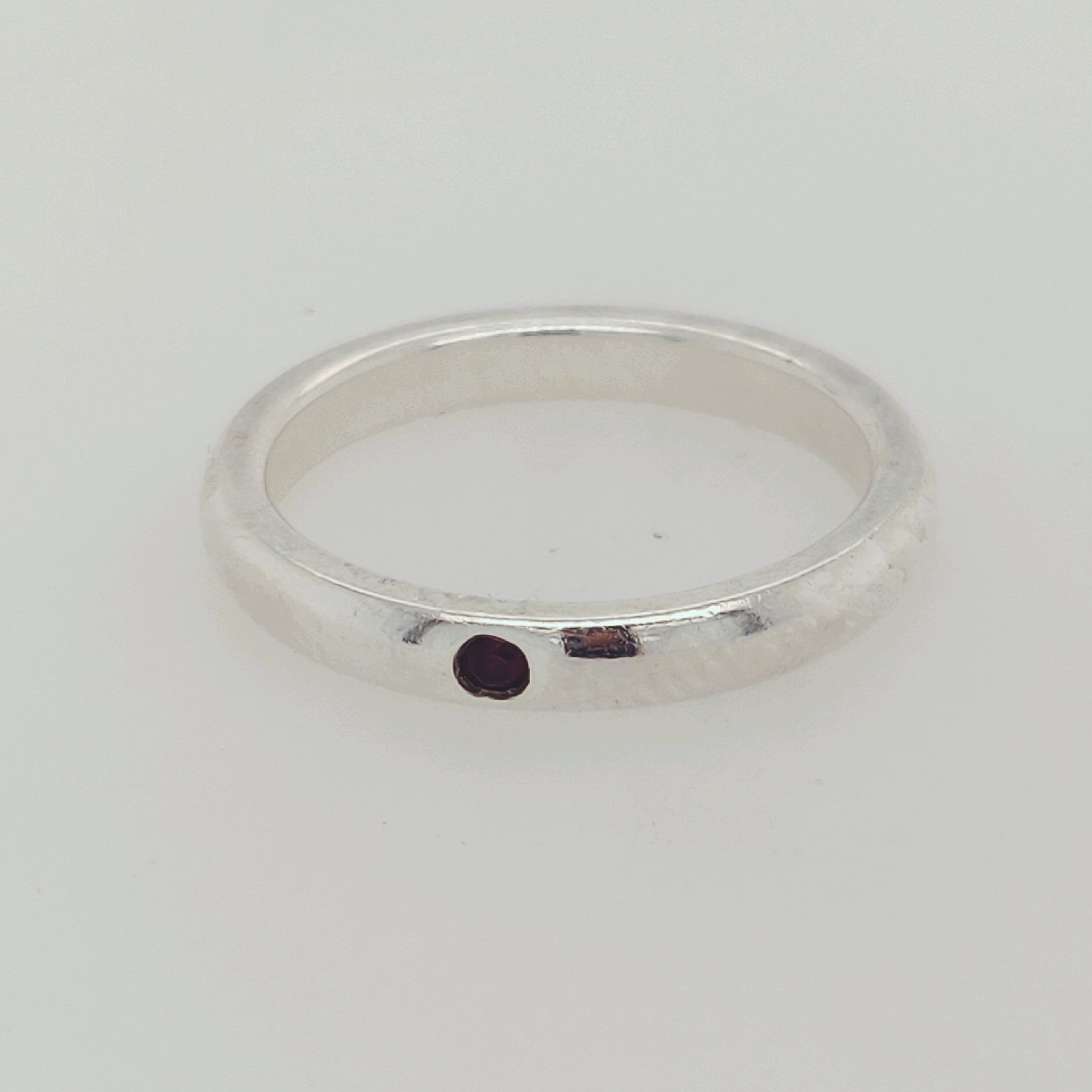 Retired Sterling Silver Tiffany & Co. Elsa Peretti Band Ring with Ruby Size 5.5