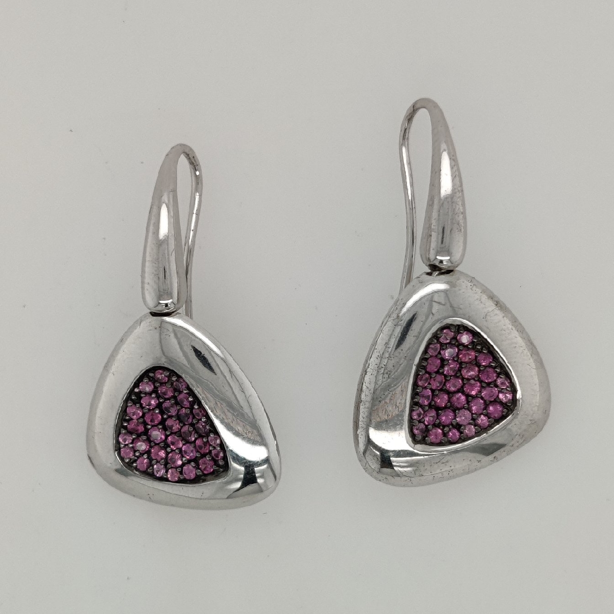 Roberto Coin Sterling Silver Capri Earrings with Pink Rhodolite