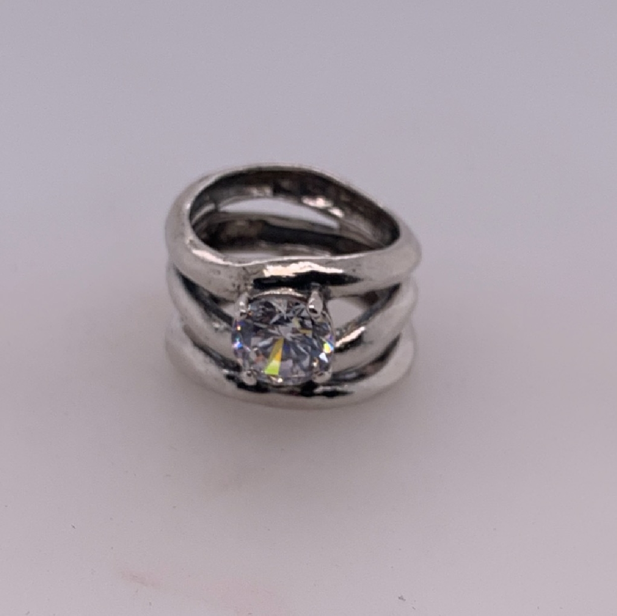 Sterling Silver Wrap Ring with Large CZ Accent 

Size 7