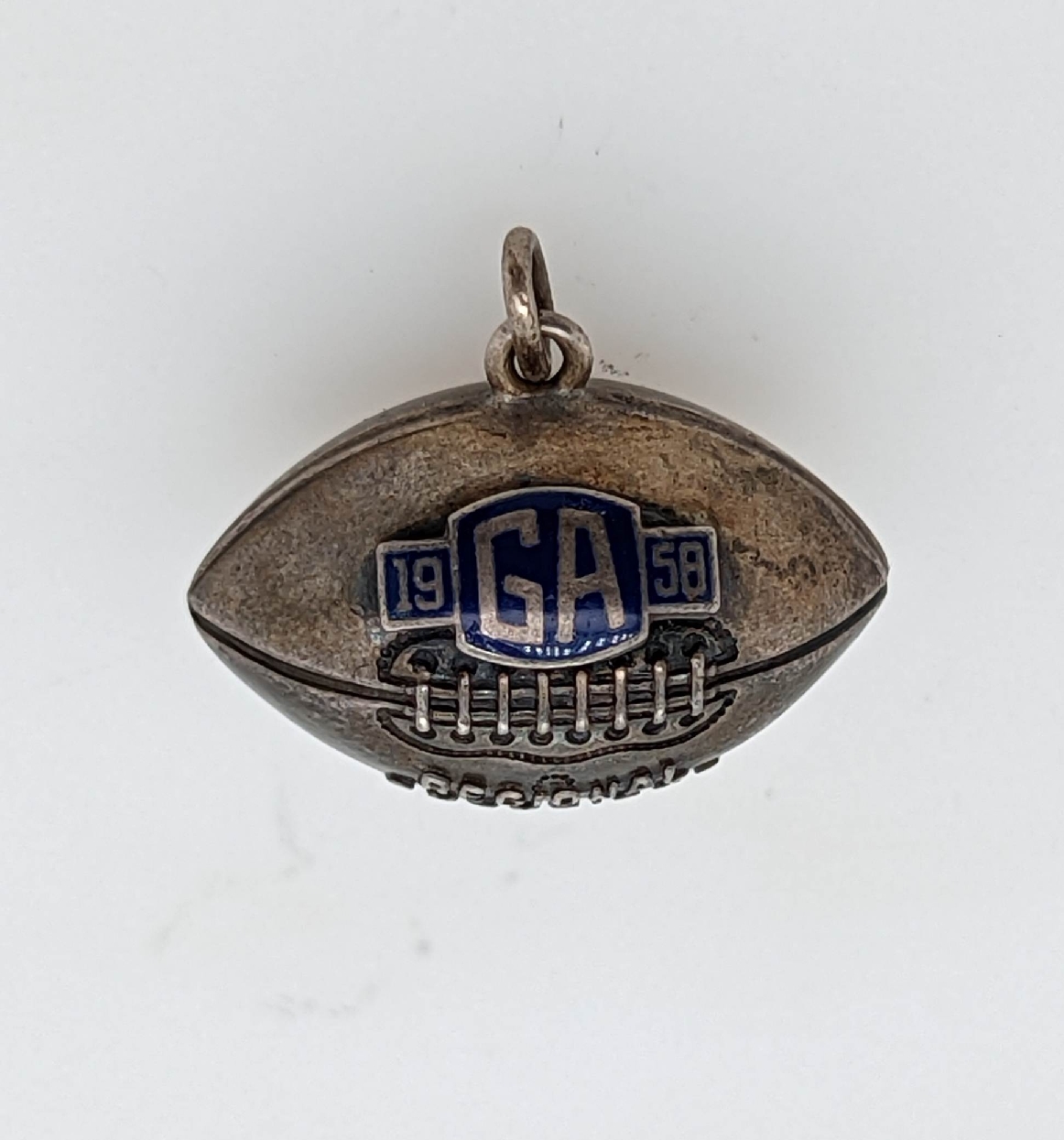 Vintage 1958 Georgia Regional Champs Football Charm with Blue Enamel