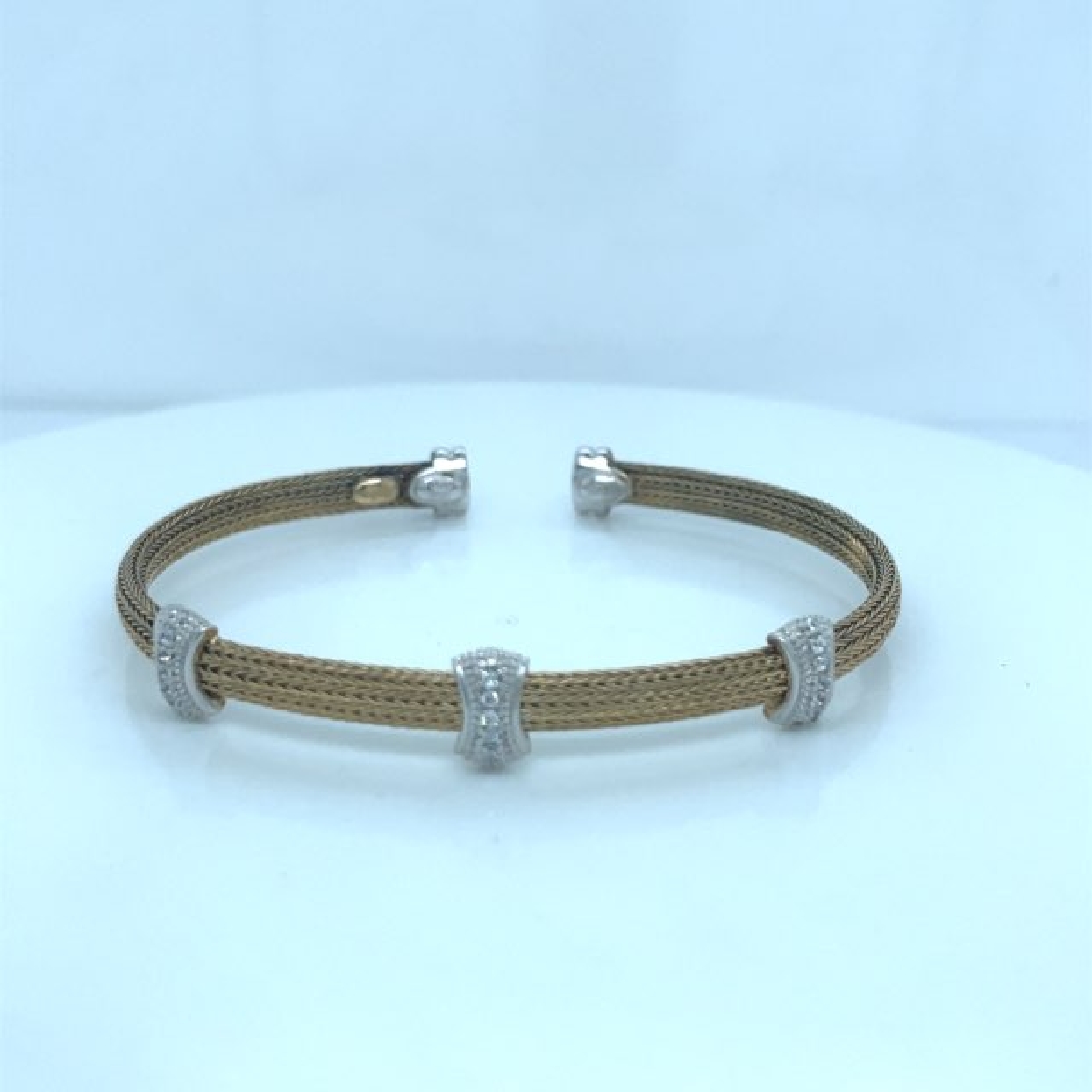 Sterling Silver Gold Plated Mesh Cuff Bracelet 