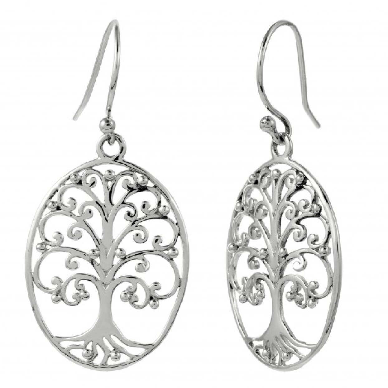 Sterling Silver Southern Gates Small Live Oak Oval earrings. 2-1/8   high by 3/4   wide (approx.)

E379