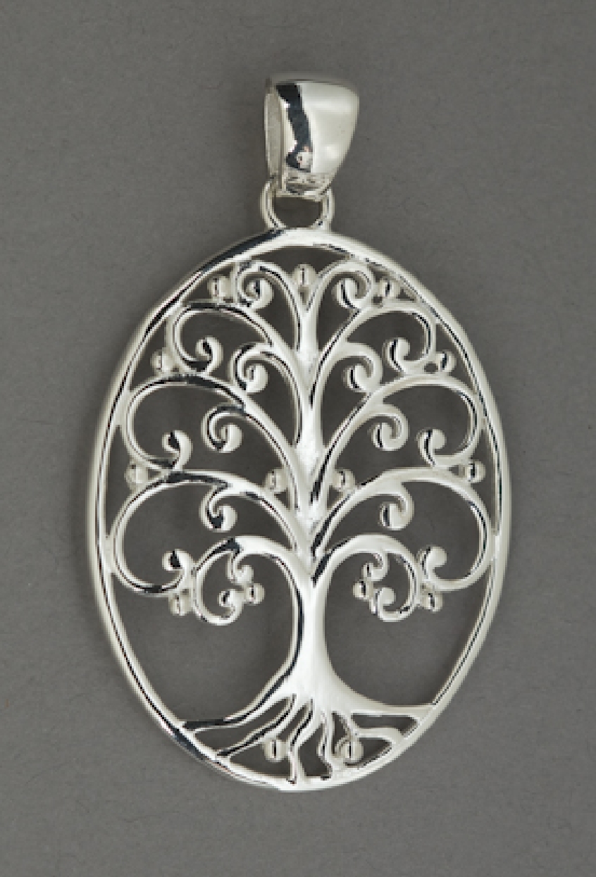 Sterling Silver Southern Gates large oval pendant with live oak tree; spanish moss.  2   high including bale by 1-1/8   wide (approx.)
P202