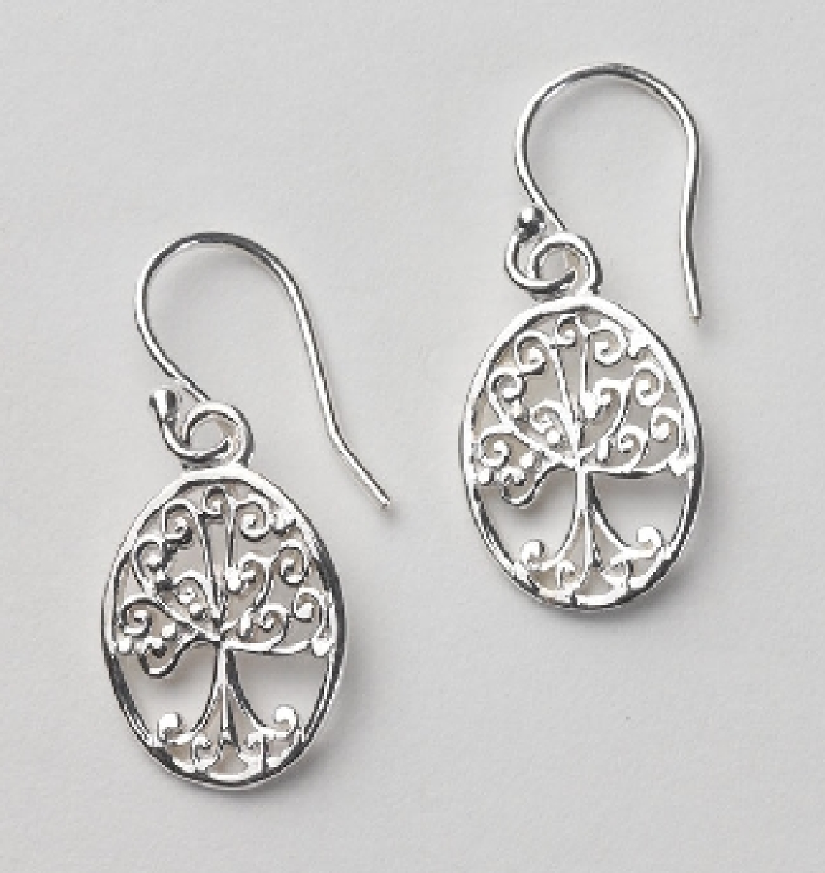 Southern Gates sterling silver small oval oak tree earrings. 3/4   high by 1/2   wide (approx.) 
E415