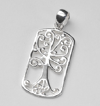 Sterling Silver Southern Gates dog tag pendant live oak tree with spanish moss. 1-3/4 high including bale by 3/4 wide (approx.)
P234