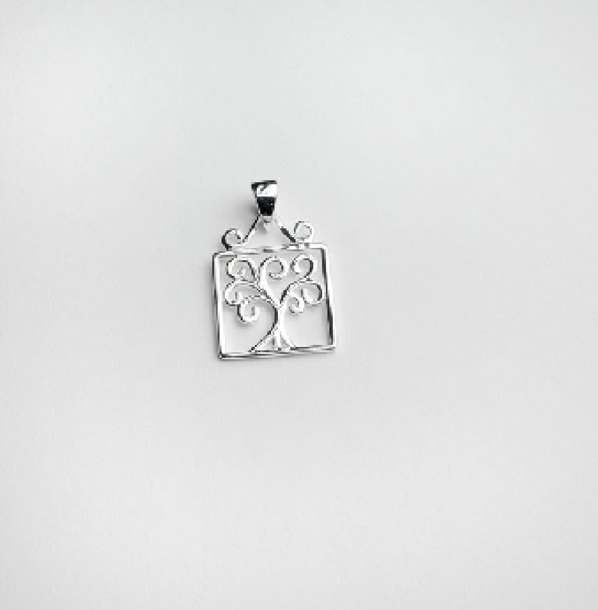 Sterling silver Southern Gates live oak square pendant (small). 
P856.